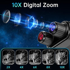 JUOIFIP night vision binoculars 10x digital zoom for distant wildlife detail.