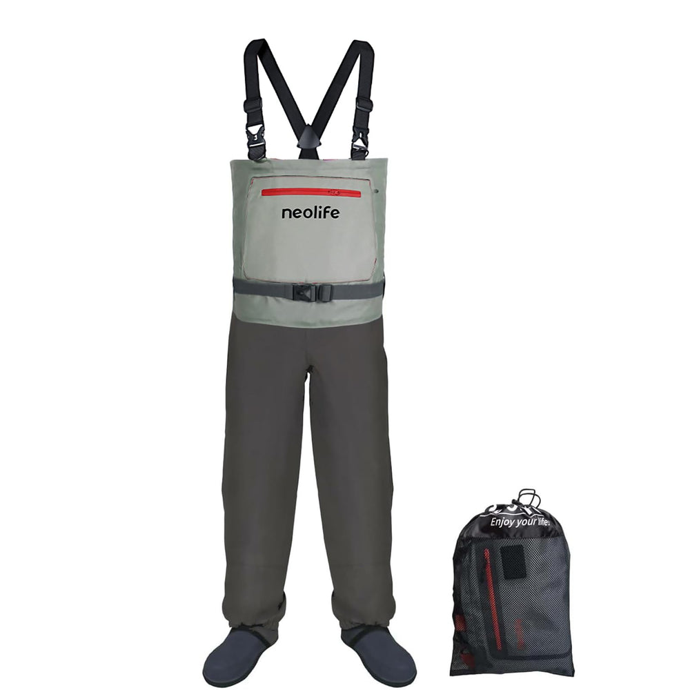 JUSTOOP fishing chest waders waist-high design provides waterproof protection for anglers