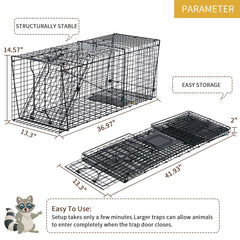 JY CLASSIC humane live-trap 37-inch side view shows black finish reducing glare.