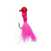 JYG Pro Fishing Crappie 1/4oz Pink 5-pack front view shows high visibility for day and night fishing.