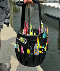 JYG Pro Fishing Jigging Bucket open lid focusing on quick lure access