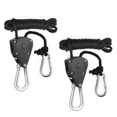 Jynqra tent rope adjuster front view shows compact, quick-setup ratchet pulley for tents.