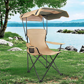 JYYA88BB portable camping chair with canopy offers adjustable shade for sunny outings.