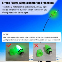 Green LED night fishing lights and alarm bells laid out