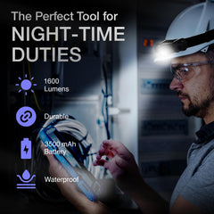 K-Bern PRO headlamp beam range showing visibility beyond 700 feet for camping