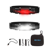 K-Bern Rechargeable Headlamp front view shows a bright, hands-free lighting setup for tasks.