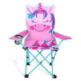 KABOER kids outdoor folding chair pink unicorn design for camping and beach trips.