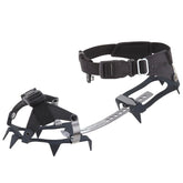 Kahtoola K10 crampon on boot provides compact winter traction.