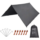KALINCO 10x13ft tarp setup for quick shade and rain shelter on camping trips.