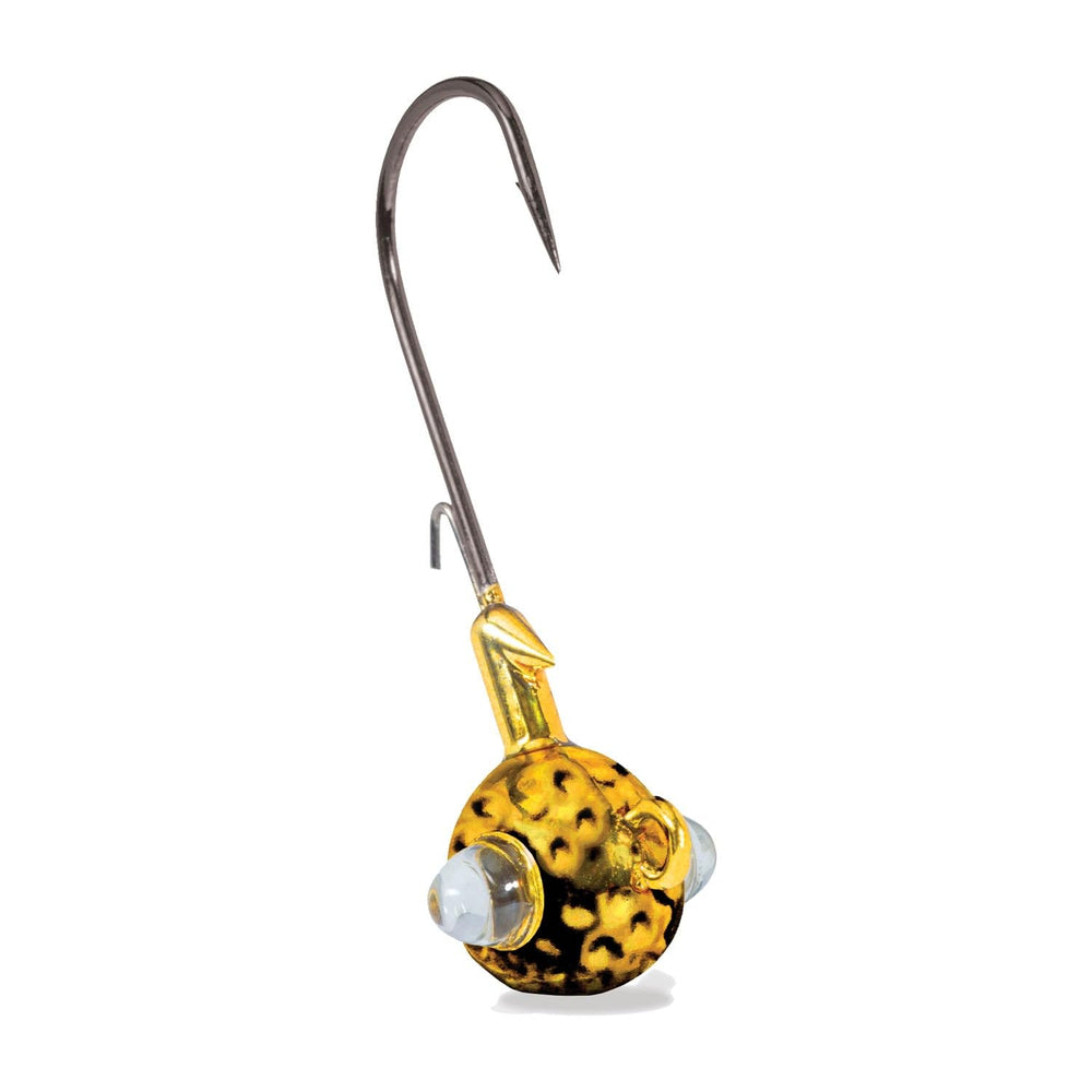 Kalin's Google Eye Jig hammered head rattles to attract fish during bottom retrieves.