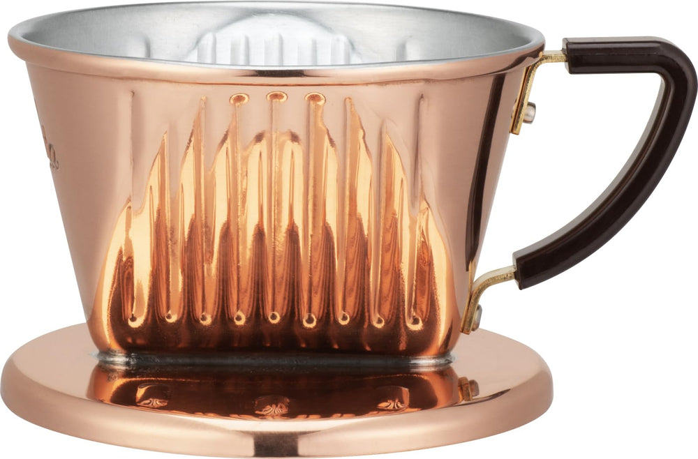Kalita Carita Cu101 copper dripper, top view—compact pour-over