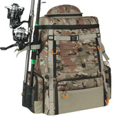 Kalkal 44L camouflage fishing backpack - front view