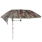 Kalkal tree stand umbrella provides wide coverage for gear during hunts.