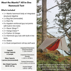 KAMMOK Mantis two-compartment sack keeps rainfly dry and gear organized.