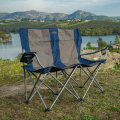 Kamp-Rite chair uses 600D polyester with PVC coating for weather resistance.