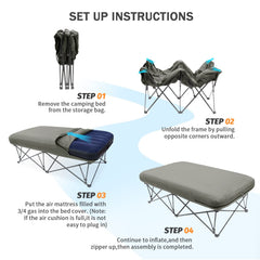 KAMPKEEPER sturdy steel frame supports up to 250 pounds for secure sleep.