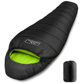 KAMPKEEPER Mummy sleeping bag front view showing warmth and roominess.