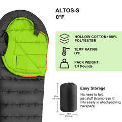 KAMPKEEPER Mummy sleeping bag hood detail with adjustable warmth.