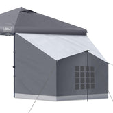 KAMPKEEPER Side Tent clips onto a canopy frame for quick, versatile shade.