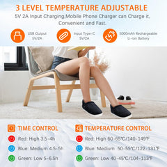 Kannino heated slippers side view highlighting anti-slip sole for safety