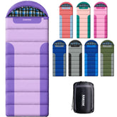Kanyak sleeping bag double purple left-zipper shows easy access for quick warmth on chilly nights.
