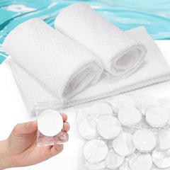 Kare & Kind 10-pack compressed towels in packaging, space-saving travel essential