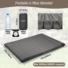 KASIMO double sleeping pad with built-in pillow supporting neck comfort.