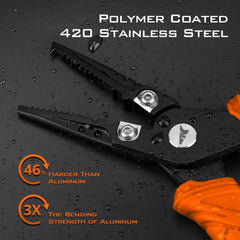 Orange KastKing pliers with ergonomic handle - side view