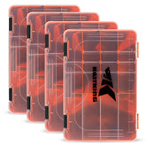 KastKing Bait Vault camouflage tackle box front view with durable latches for secure storage.