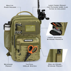 KastKing BlowBak MOLLE system image emphasizes customizable gear carry for organized trips