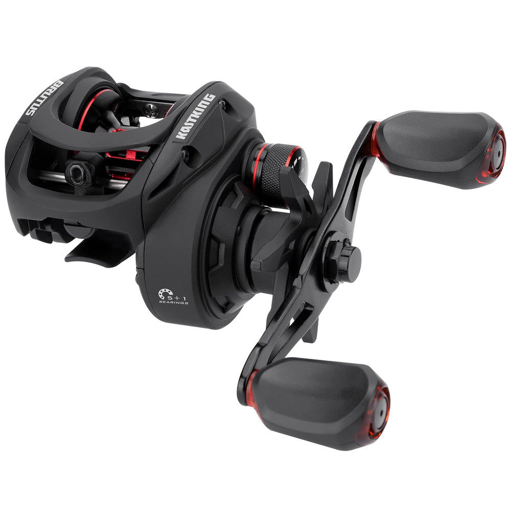 KastKing Brutus reel frame highlighting rugged graphite construction for durability and comfort.