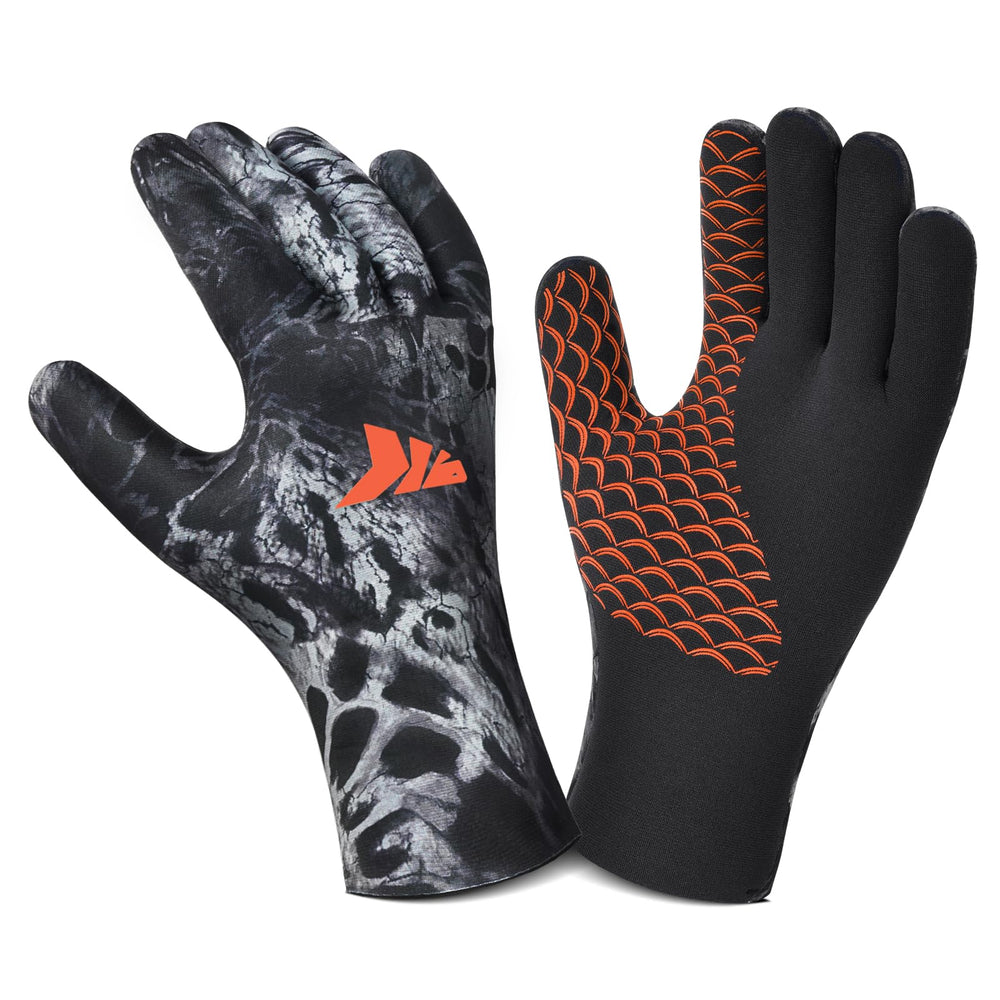 KastKing IceRiver gloves waterproof test showing dry hands in icy water.