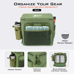 KastKing Karryall front dual-zippered pockets organize lures and tools for fast access.