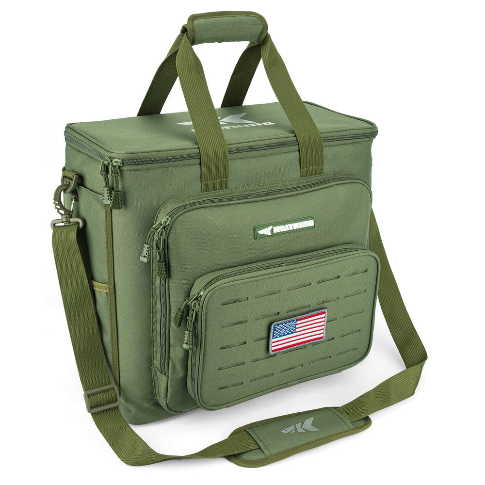 KastKing Karryall tackle bag water-resistant fabric closeup shows rugged surface for marine use.