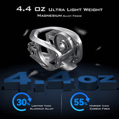 KastKing Kestrel Elite shallow spool weighs 5.6 g for small-diameter line use.