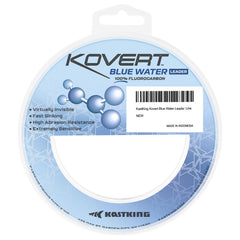 KastKing Kovert blue water fluorocarbon leader on spool, showcasing strength and low stretch.