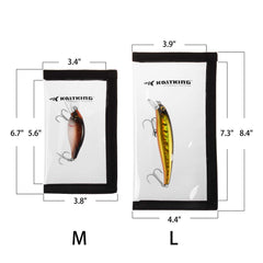 Two sizes of KastKing Madbite Lure Wraps with clear PVC window (small size)