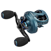 KastKing MegaJaws Baitcasting Reel with 6.5:1 gear ratio in Pelagic Blue, right-handed.