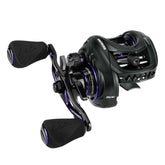 KastKing MegaJaws Elite baitcasting reel front view with Black Violet finish