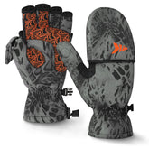 KastKing PolarBlast mittens worn in cold fishing conditions for warmth