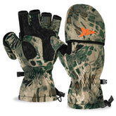 KastKing PolarBlast mittens show waterproof-windproof construction in action for harsh weather
