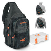 KastKing Pond Hopper sling bag front view with two tackle boxes
