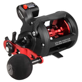 KastKing ReKon line counter reel front view showing compact profile for trolling versatility.