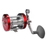 KastKing Rover70 left-handed reel front view shows rugged aluminum side plates for harsh conditions.
