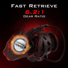 KastKing Royale Legend reel side profile showing asymmetric rotor for balanced reeling