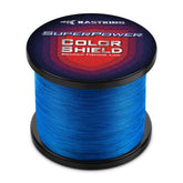 KastKing Colorshield 4X blue spool close-up shows colorfast line under sunlight