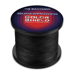 KastKing Superpower ColorShield braided line on spool showing long-lasting black color