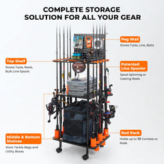 KastKing V10 Gear Trolley peg wall keeps hooks, lures, and pliers reachable