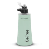 Katadyn BeFree AC 1L soft bottle with green cap for quick, clean hydration on hikes.