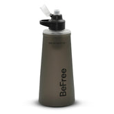 Katadyn BeFree AC 1L bottle in black for ultralight hiking and quick hydration.